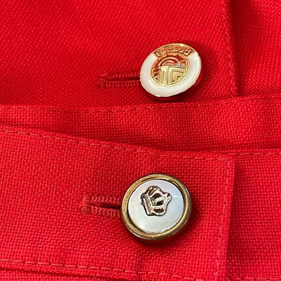 Louis Feraud Vintage Red Knee-Length Pencil Skirt Suit Set Size 10 - Picture 11 of 16